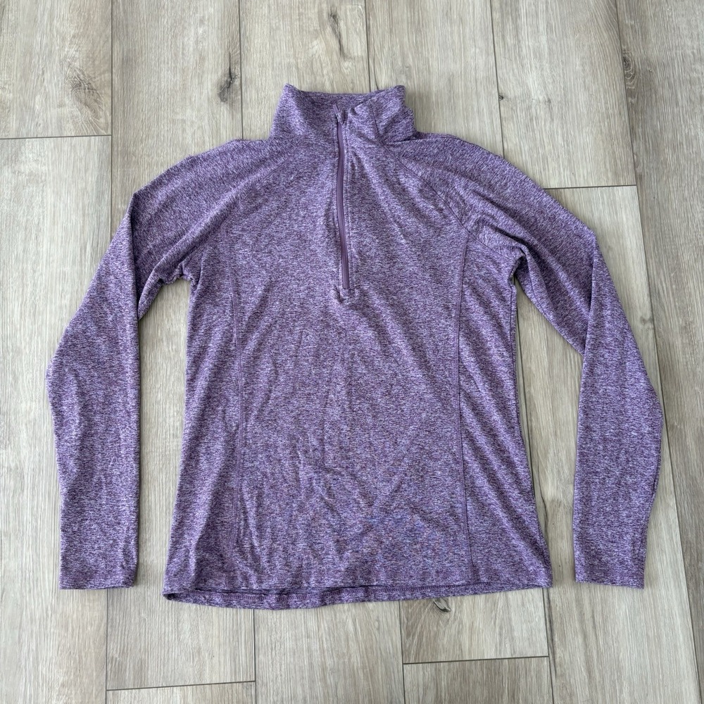 Jockey‎ Women's Airbrush 1/4 Zip Jacket Size Medium Heathered Purple Thumbholes